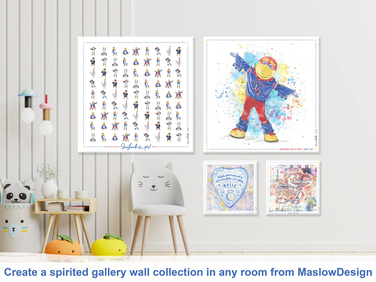 KU Kansas Jayhawks Pattern Art: KU Gift, Graduation Canvas