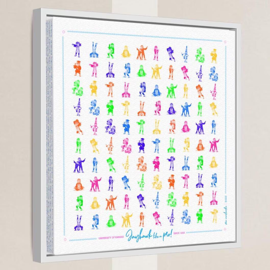 KU Jayhawk Pattern Art: Kansas Bright Canvas Print