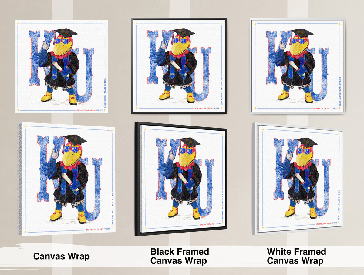 KU Personalized Jayhawk Wall Art: Graduation Canvas Print
