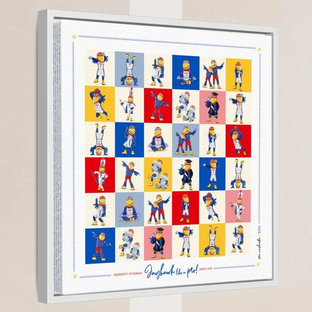 KU Jayhawk Pop Art Mascot Moves: Kansas Canvas Print