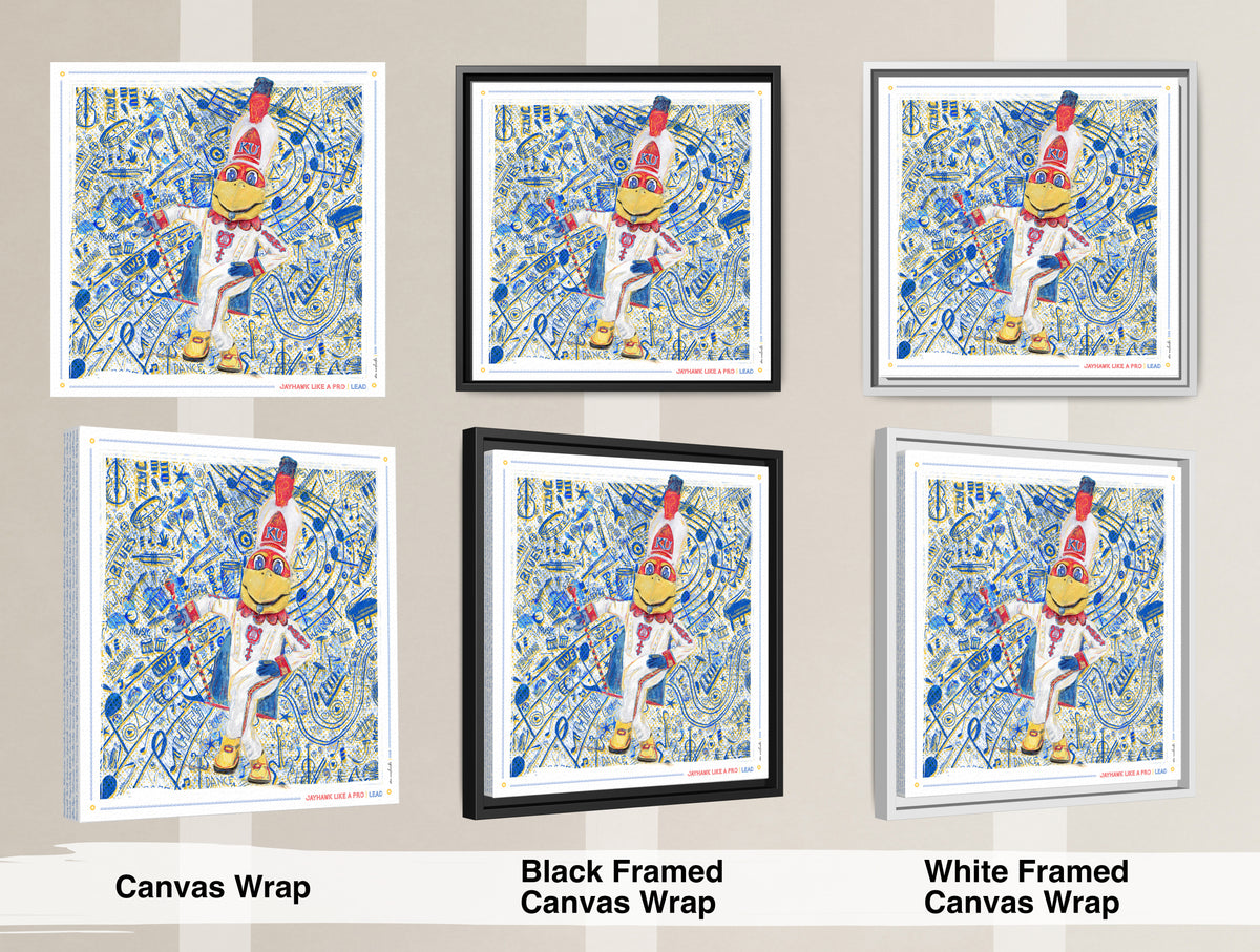 KU Jayhawk Lead Art: University of Kansas Drum Major Sketches Canvas Print