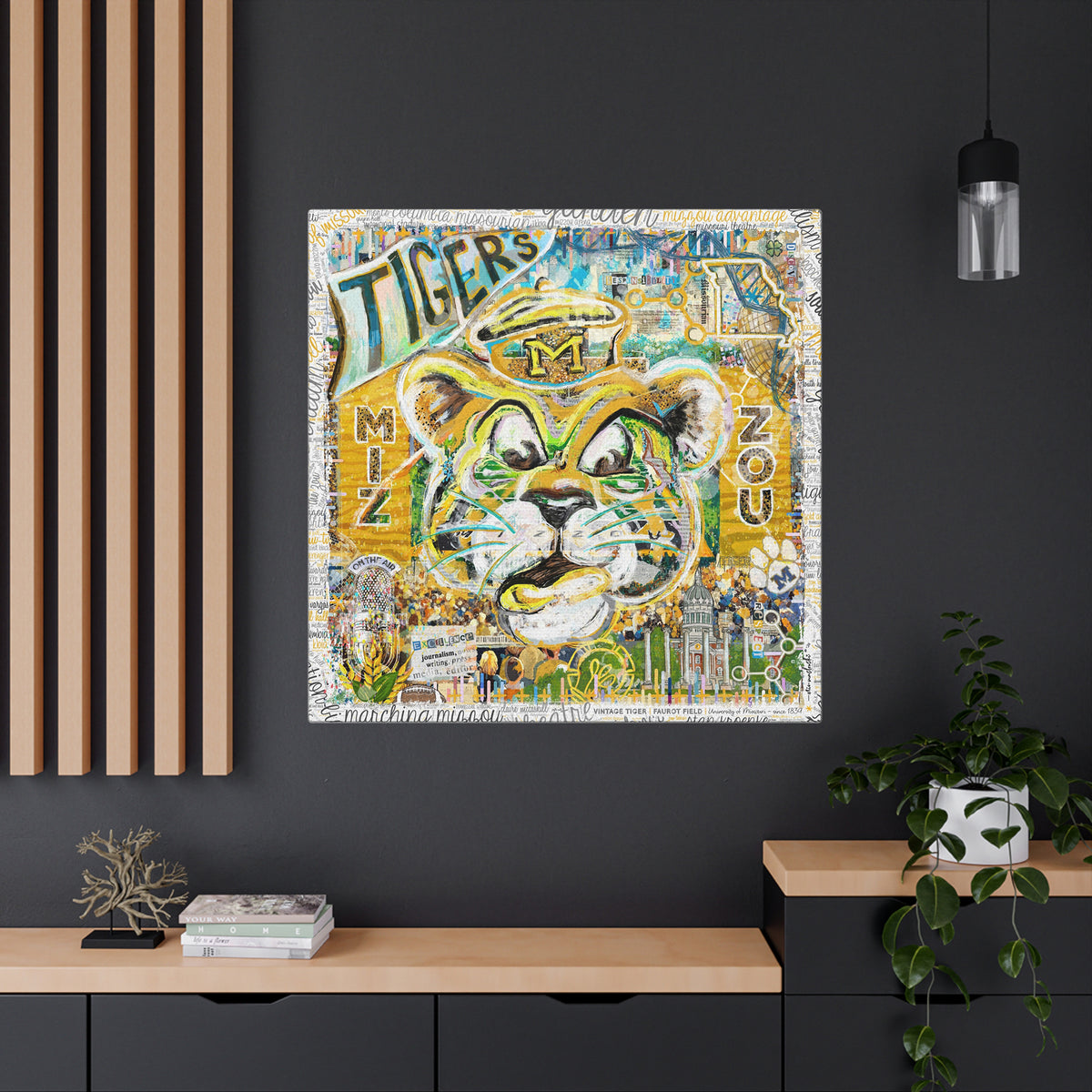 MU Vintage Mizzou Truman Tiger Art: Faurot Field Missouri Canvas Print