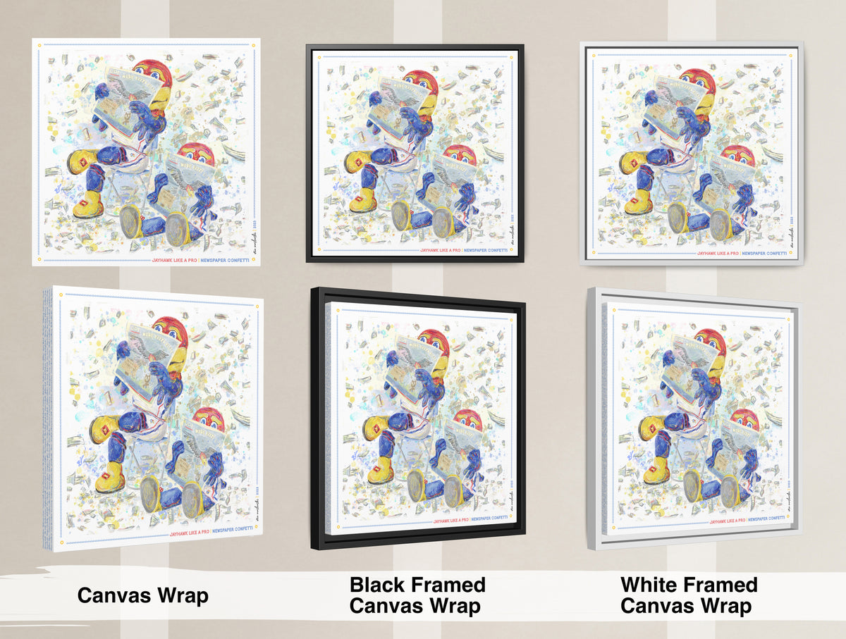 KU Jayhawk Newspaper Confetti Art: Kansas University Canvas Print
