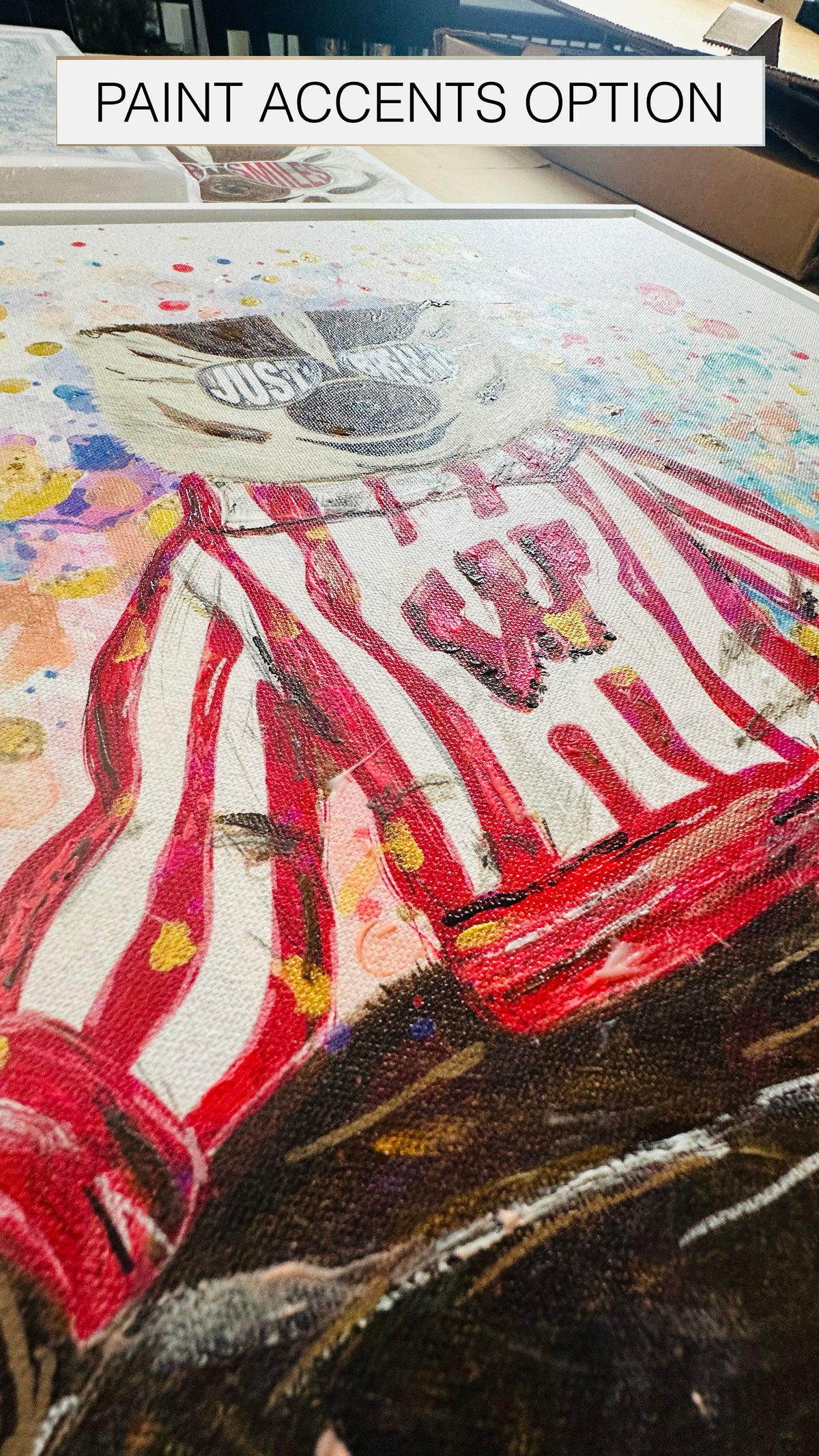 UW Bucky Badger Just Breathe Art: Wisconsin Splatter Paint Canvas Print