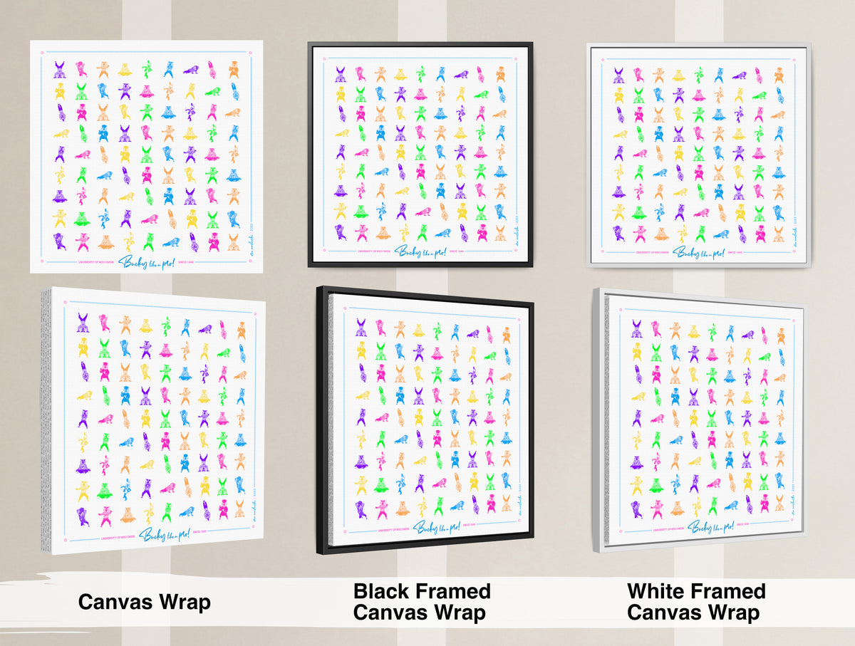 UW Bucky Pattern Bright Art: Wisconsin Canvas Print