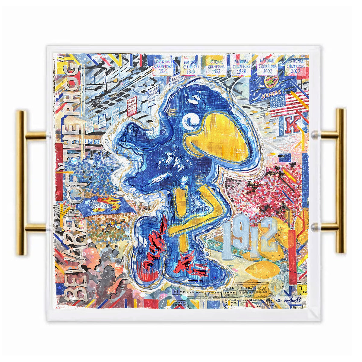 Kansas Jayhawk Acrylic Tray | Double-Sided Art Insert