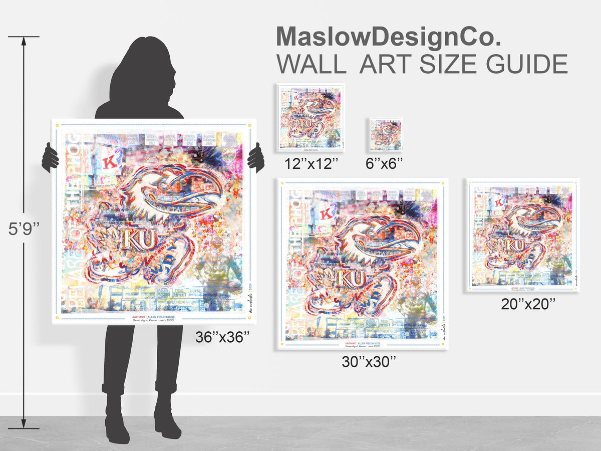 KU Jayhawk Wave the Wheat Art: University of Kansas Splatter Paint Canvas Print