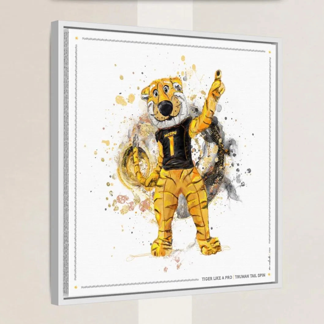MU Mizzou Truman the Tiger Tail Art: University of Missouri Splatter Paint Canvas Print