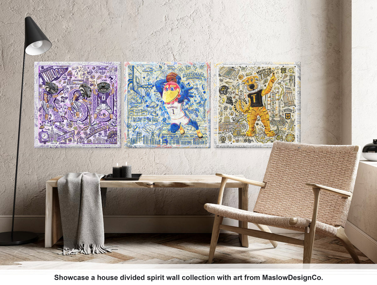 MU Mizzou Truman Tiger Tail Spin Line Art: University of Missouri Canvas Print