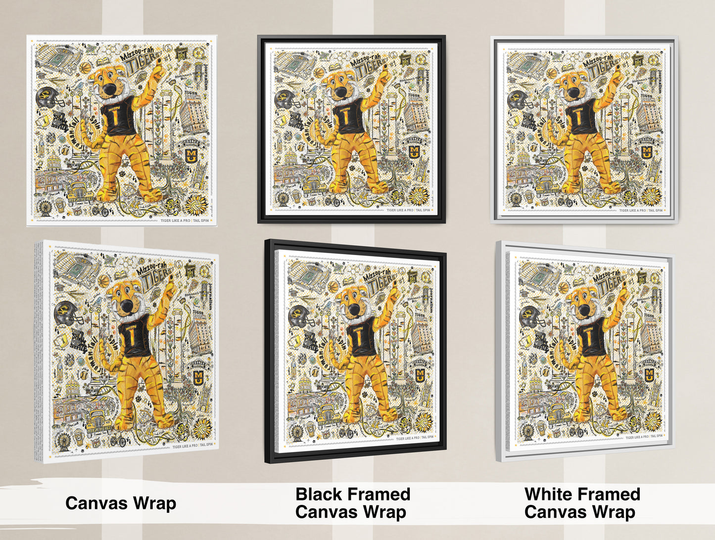 Mizzou Truman Tiger Tail Spin Canvas Print: University of Missouri Art