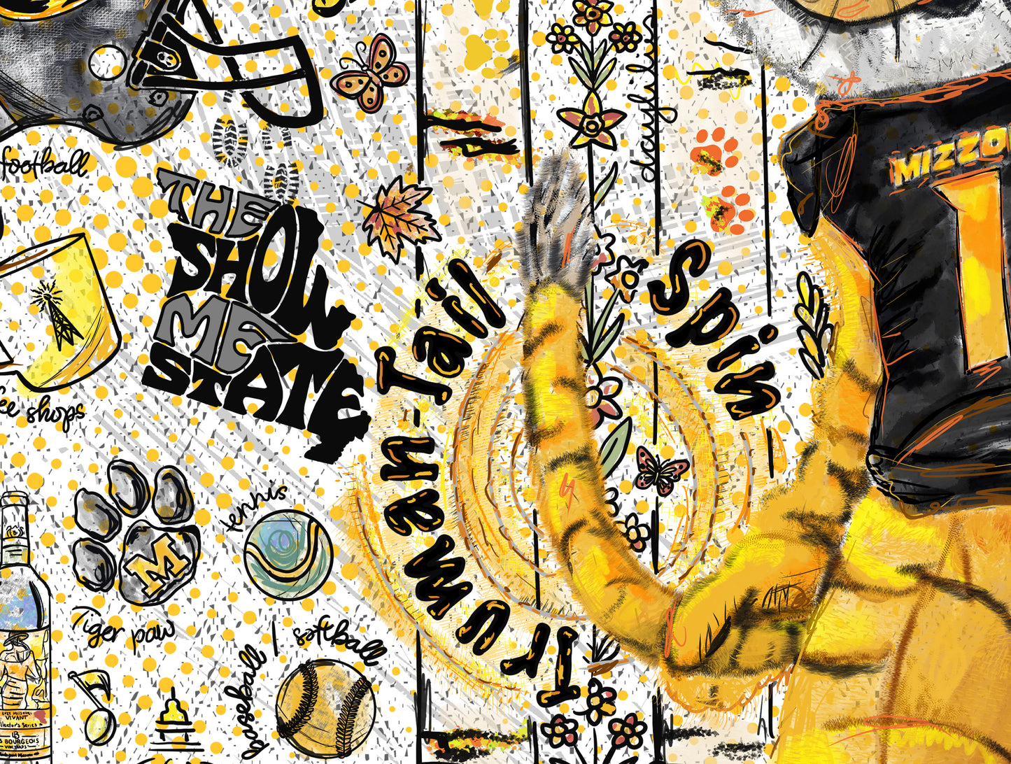 Mizzou Truman Tiger Tail Spin Canvas Print: University of Missouri Art