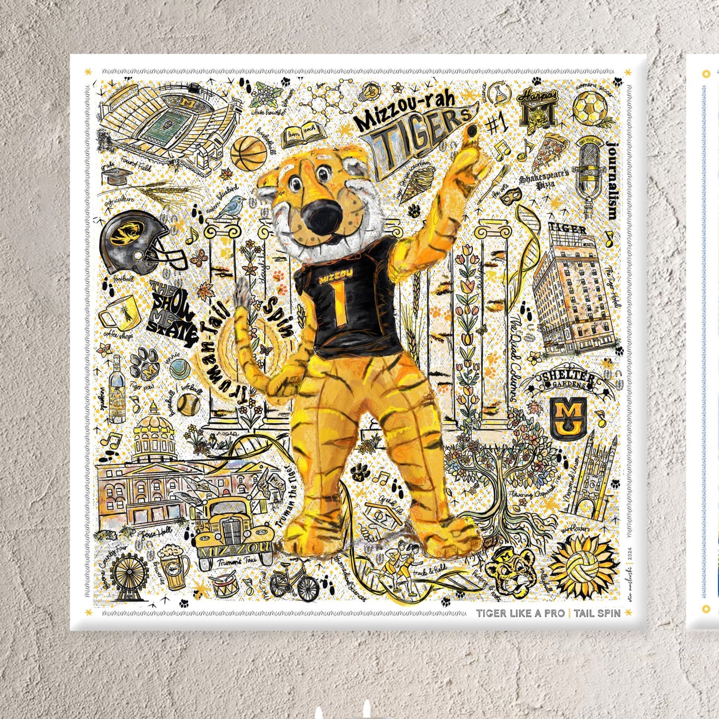 Mizzou Truman Tiger Tail Spin Canvas Print: University of Missouri Art