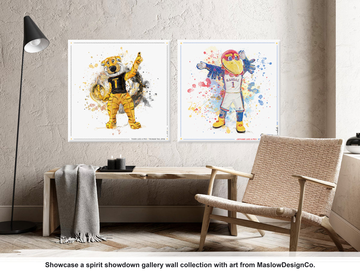 MU Mizzou Truman the Tiger Tail Art: University of Missouri Splatter Paint Canvas Print
