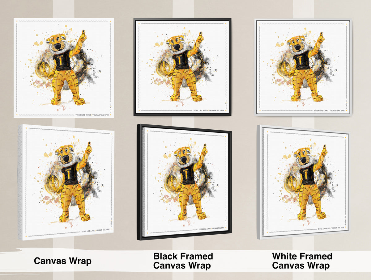 MU Mizzou Truman the Tiger Tail Art: University of Missouri Splatter Paint Canvas Print