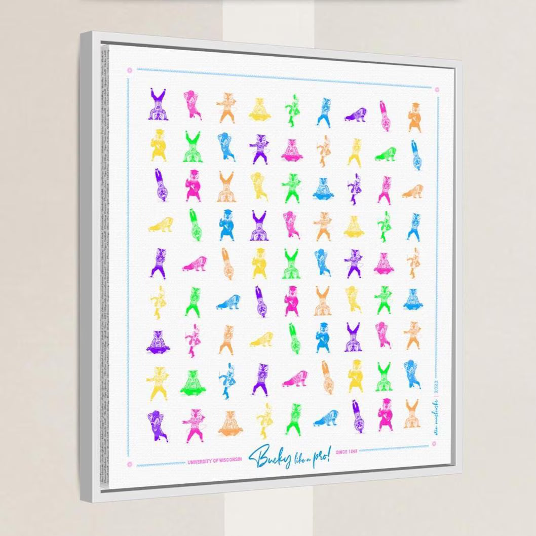UW Bucky Pattern Bright Art: Wisconsin Canvas Print