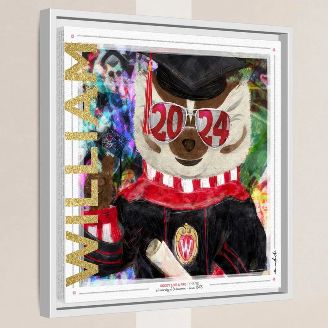 UW Personalized Bucky Badger Graduation Canvas Print