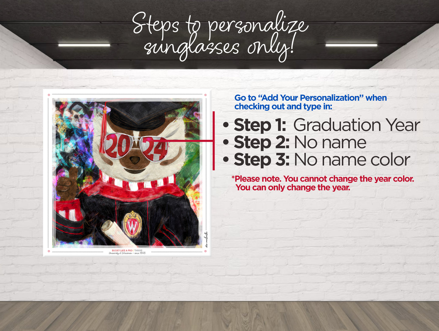 Personalized Custom Wisconsin Graduation Year Canvas Print | Badgers | UW Student Keepsake