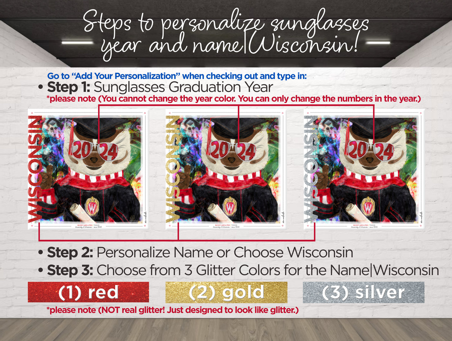 Personalized Custom Wisconsin Graduation Year Canvas Print | Badgers | UW Student Keepsake