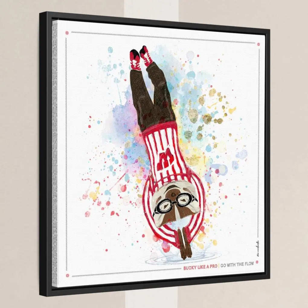 UW Bucky Badger Go with the Flow Art: Wisconsin Diving Canvas Print
