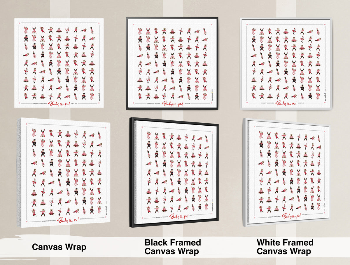 Bucky Badger Pattern Art: Wisconsin Mascot Moves Canvas Print