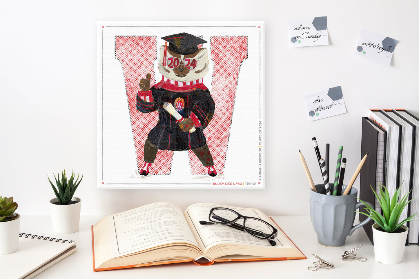Personalized Bucky W Graduation Canvas Print | Thrive | Wisconsin Graduation Gift | UW Bucky Badger