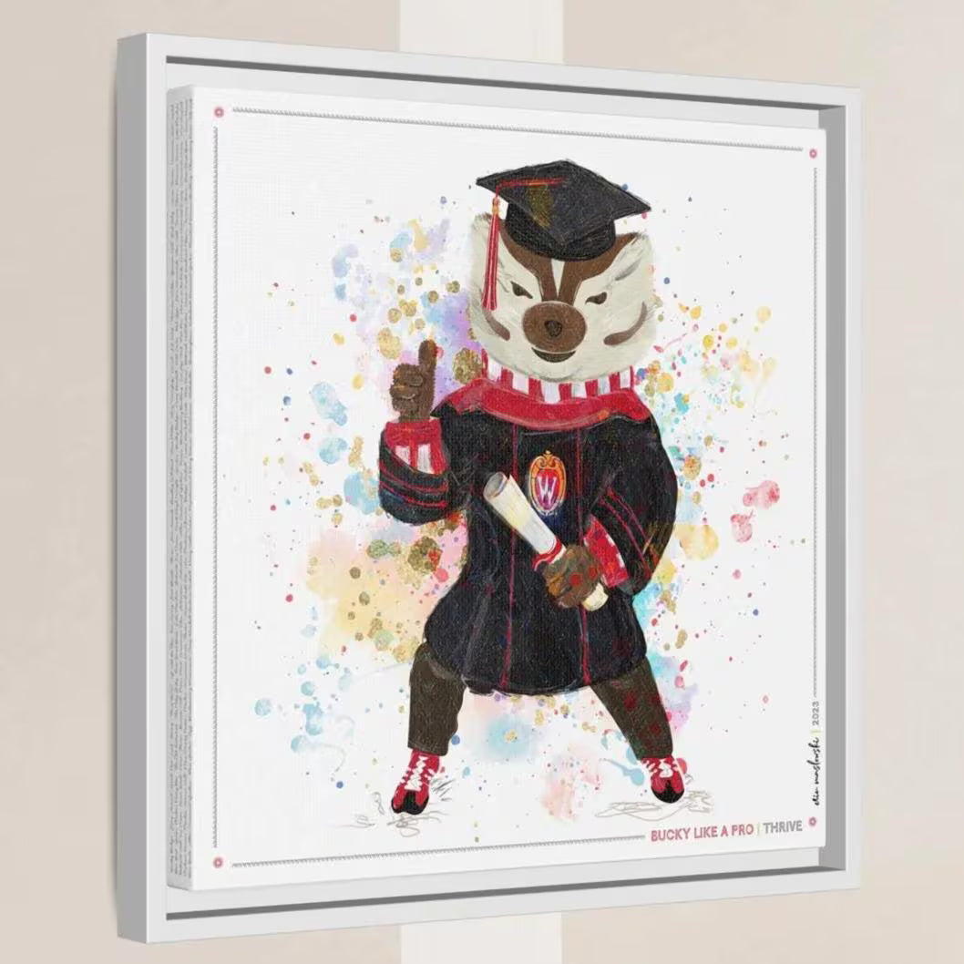 UW Bucky Badger Graduation Art: Wisconsin Thrive Canvas Print