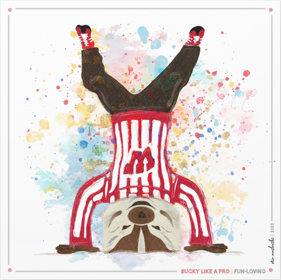 UW Bucky Badger Headstand Art: Wisconsin Fun Loving Canvas Print