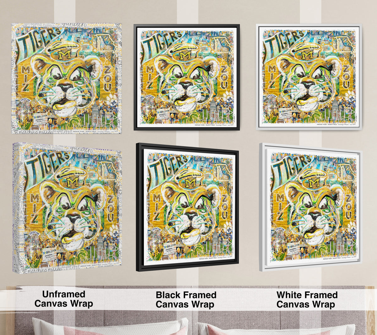 MU Vintage Mizzou Truman Tiger Art: Faurot Field Missouri Canvas Print