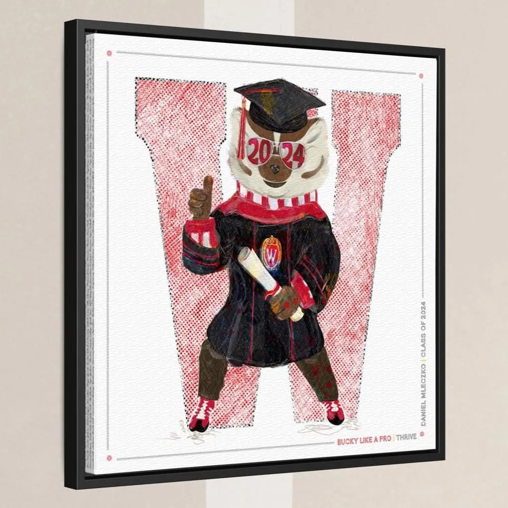 UW Personalized Bucky Badger Graduation Art: Wisconsin Canvas Print