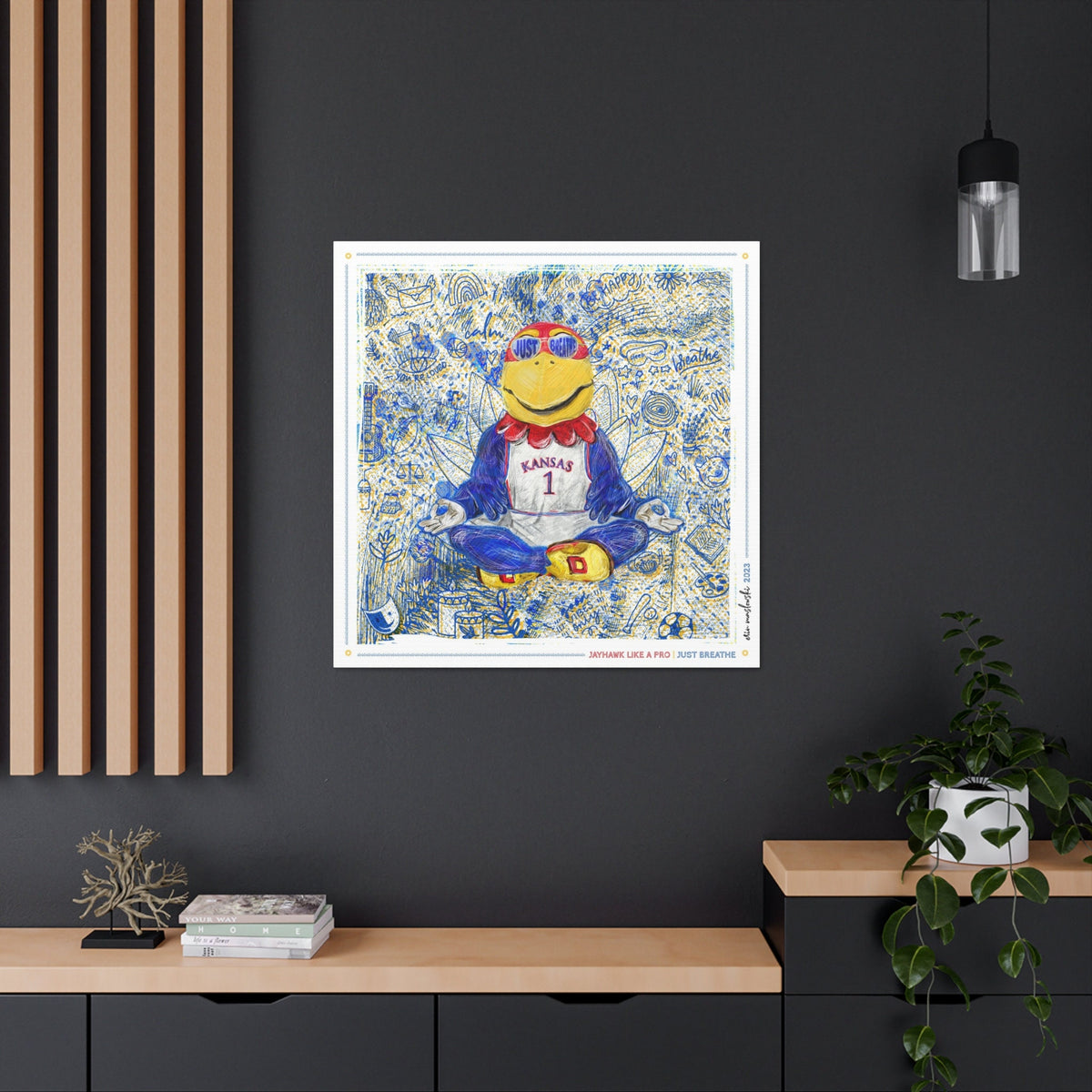 KU Jayhawk Just Breathe Art: University of Kansas Sketches Canvas Print