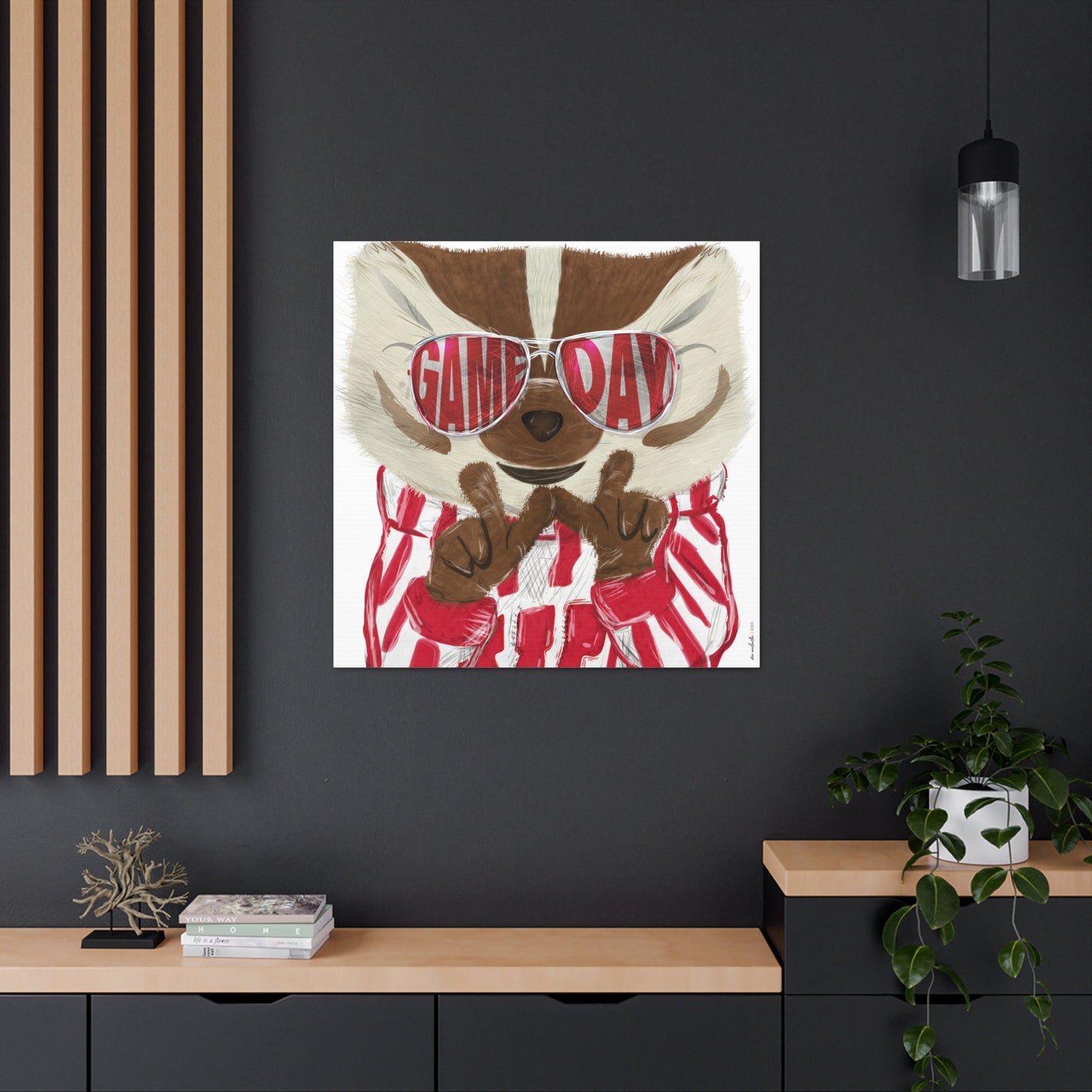 Bucky | Throw the "W" | Game Day | Wisconsin Badger | No Frame Needed