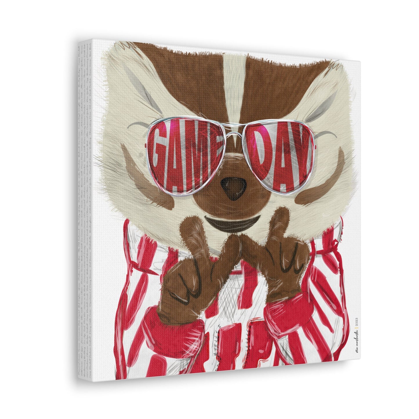 Bucky | Throw the "W" | Game Day | Wisconsin Badger | No Frame Needed