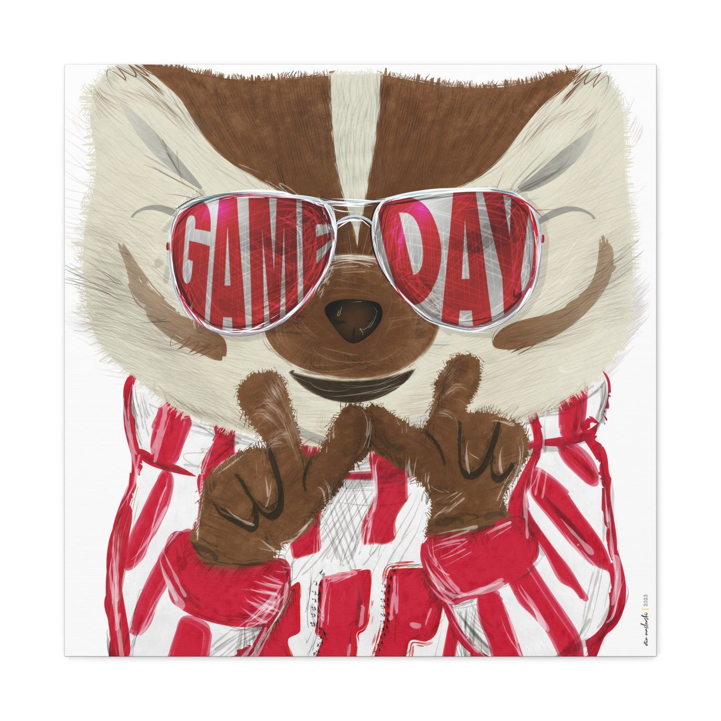 Bucky | Throw the "W" | Game Day | Wisconsin Badger | No Frame Needed