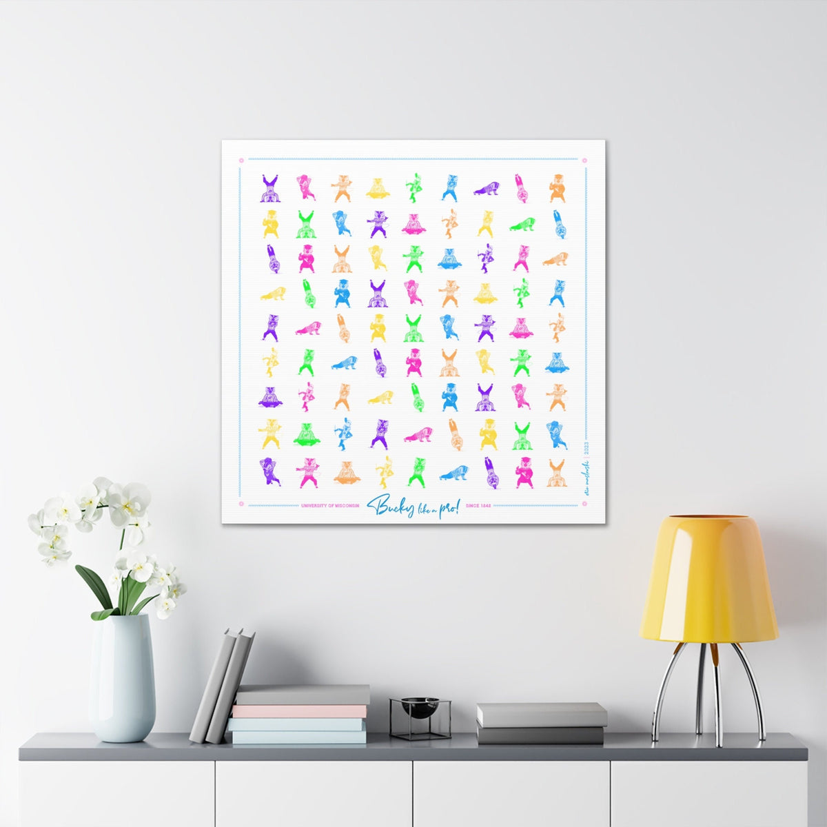 UW Bucky Pattern Bright Art: Wisconsin Canvas Print