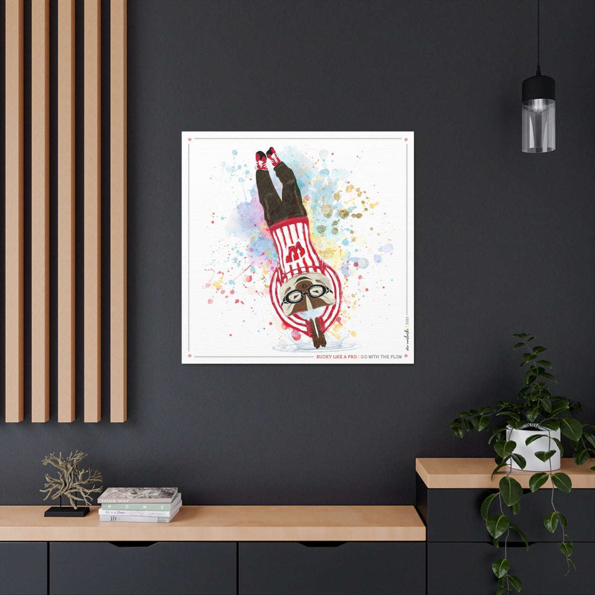 UW Bucky Badger Go with the Flow Art: Wisconsin Diving Canvas Print