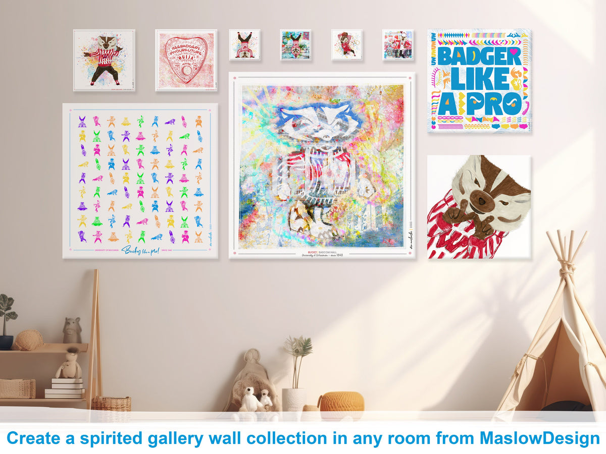 Bucky Badger Pattern Art: Wisconsin Mascot Moves Canvas Print