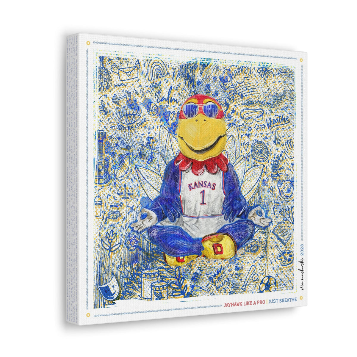 KU Jayhawk Just Breathe Art: University of Kansas Sketches Canvas Print
