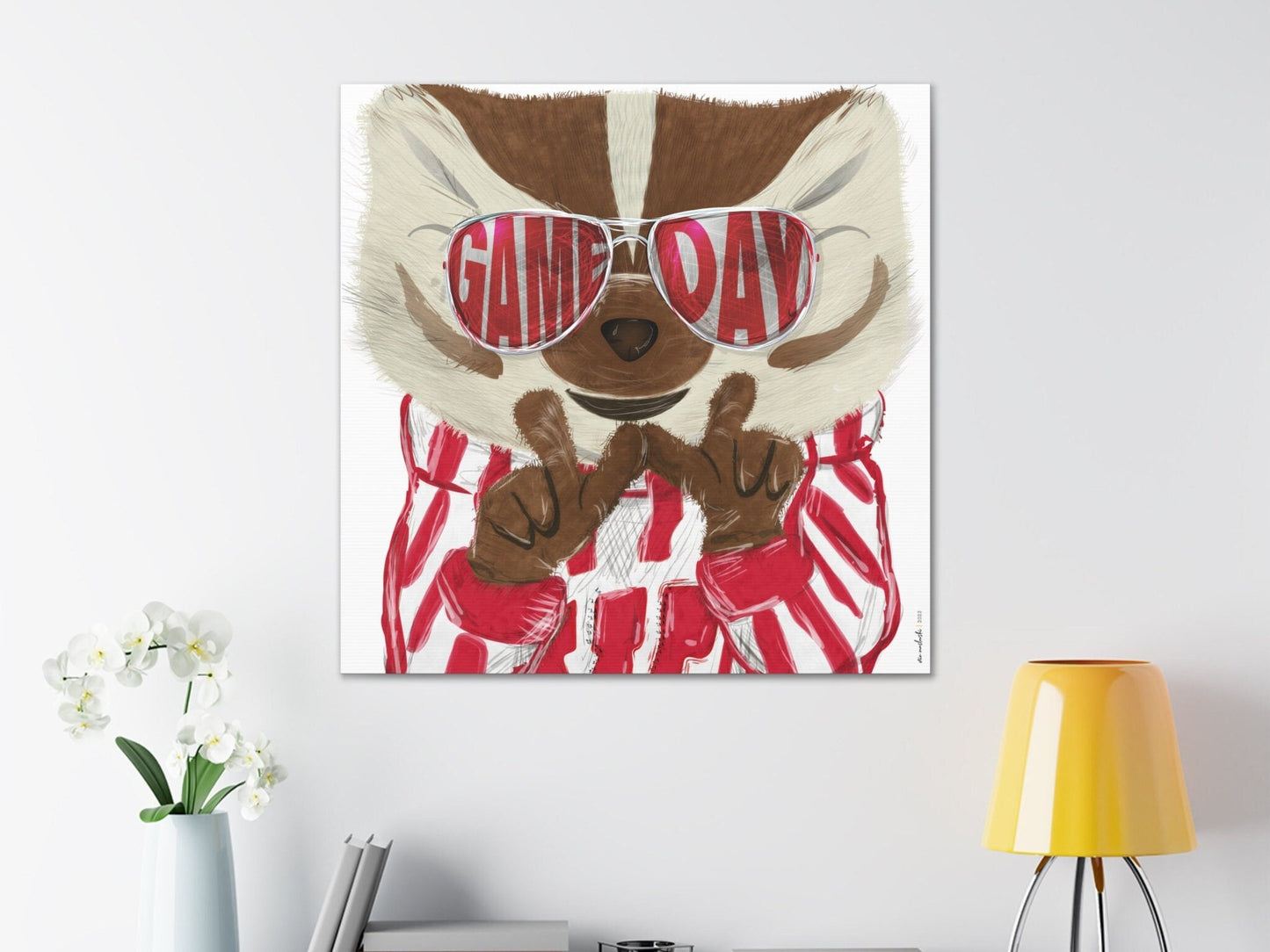 Bucky | Throw the "W" | Game Day | Wisconsin Badger | No Frame Needed