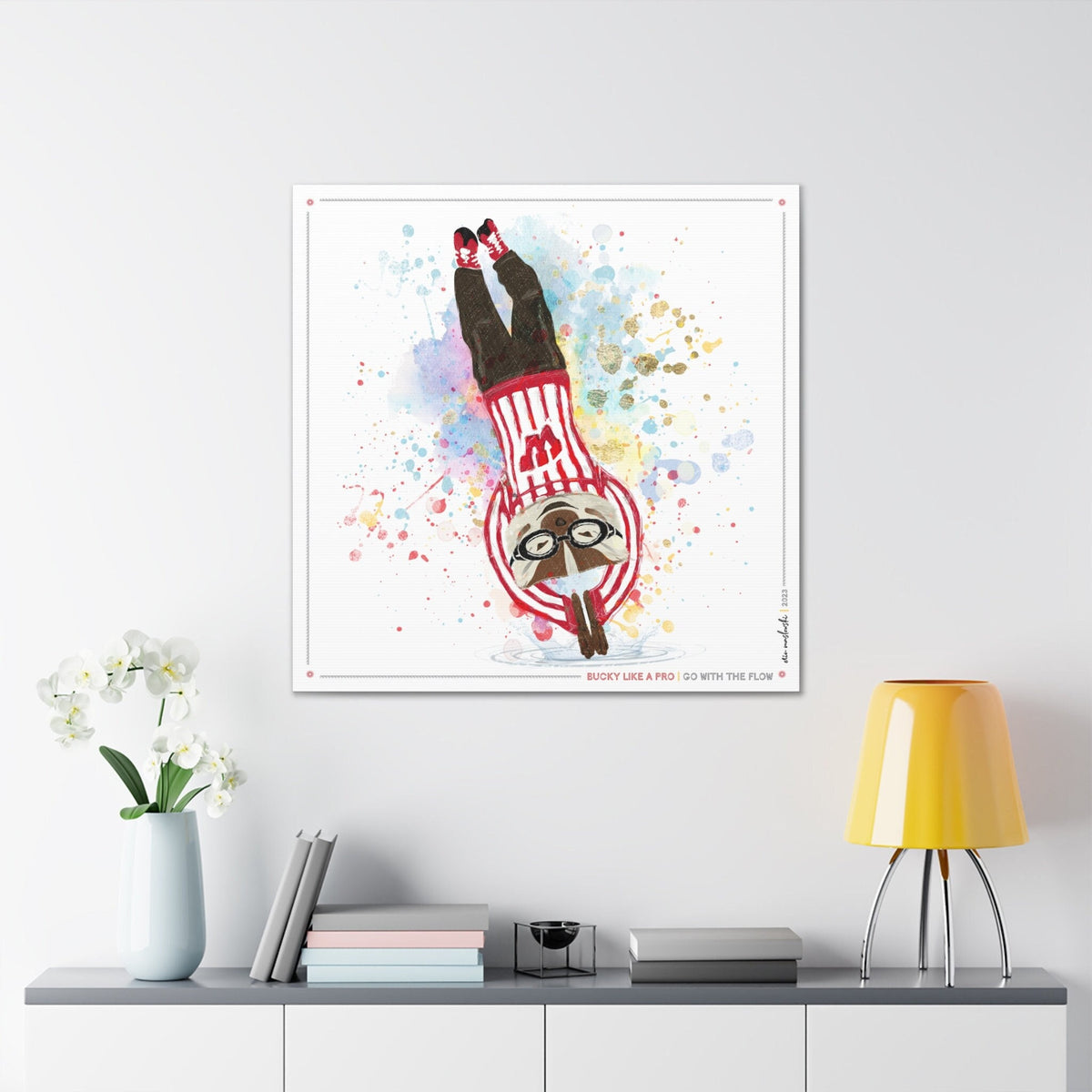 UW Bucky Badger Go with the Flow Art: Wisconsin Diving Canvas Print