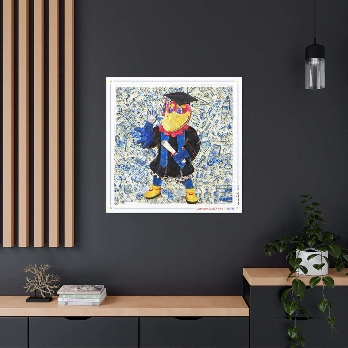 KU Jayhawk Thrive Art: University of Kansas Graduation Sketches Canvas Print