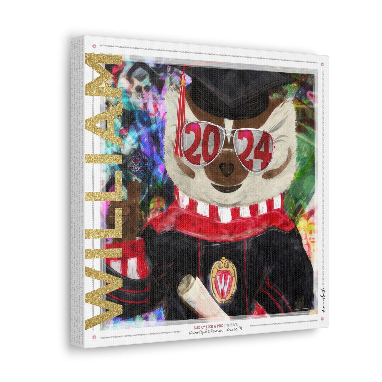 Personalized Custom Wisconsin Graduation Year Canvas Print | Badgers | UW Student Keepsake