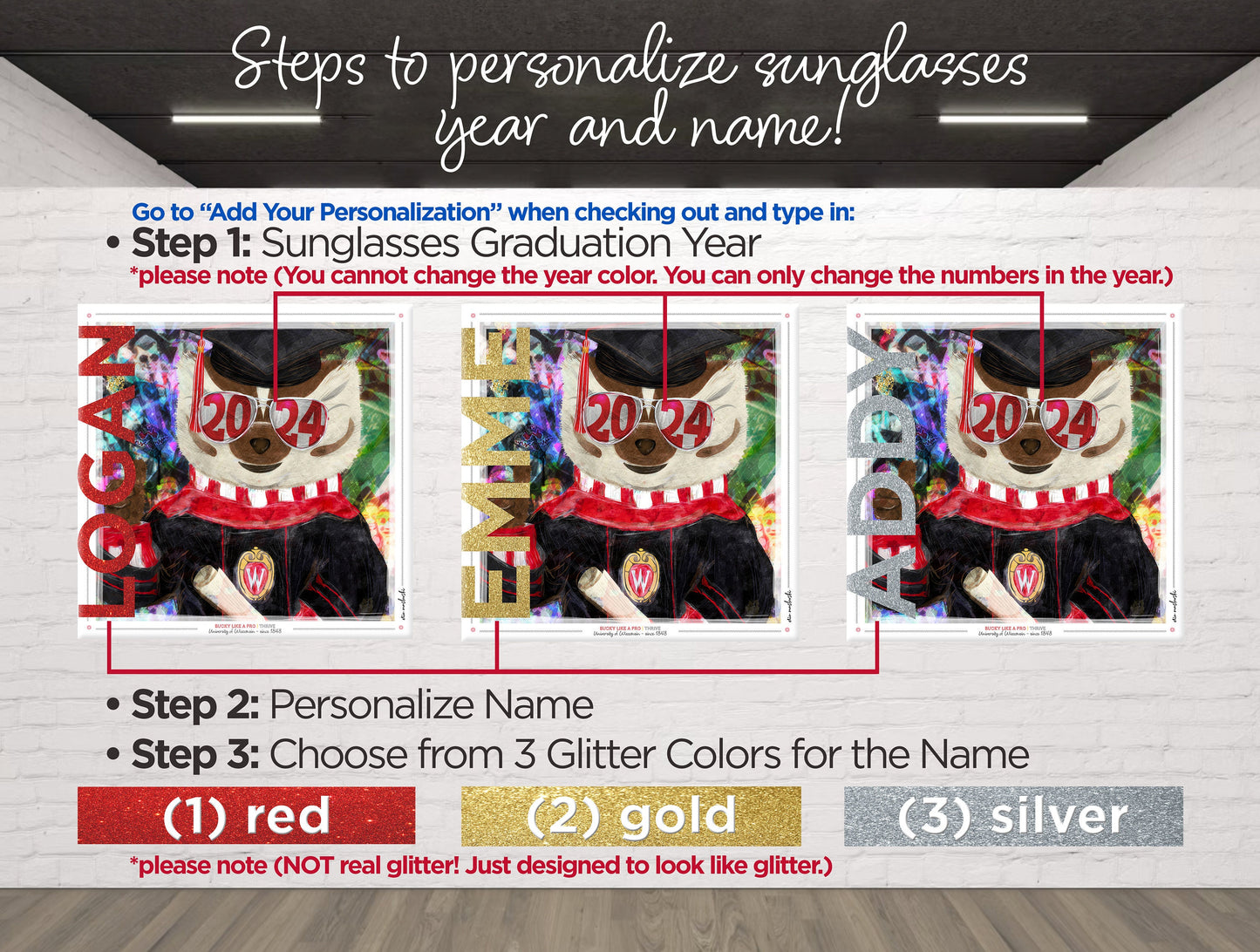 Personalized Custom Wisconsin Graduation Year Canvas Print | Badgers | UW Student Keepsake