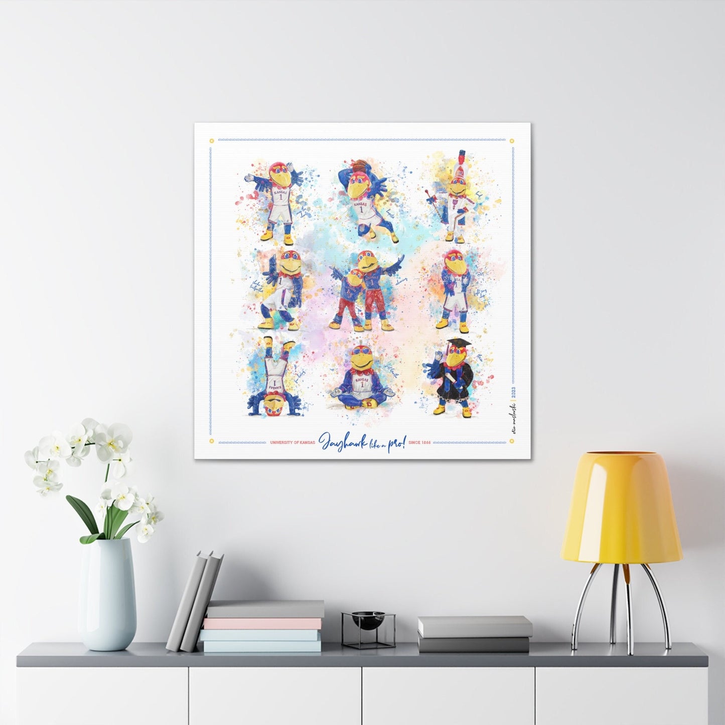 Jayhawk like a Pro | KU Splatter Paint Art | Kansas Mascot | KU Gift | Graduation