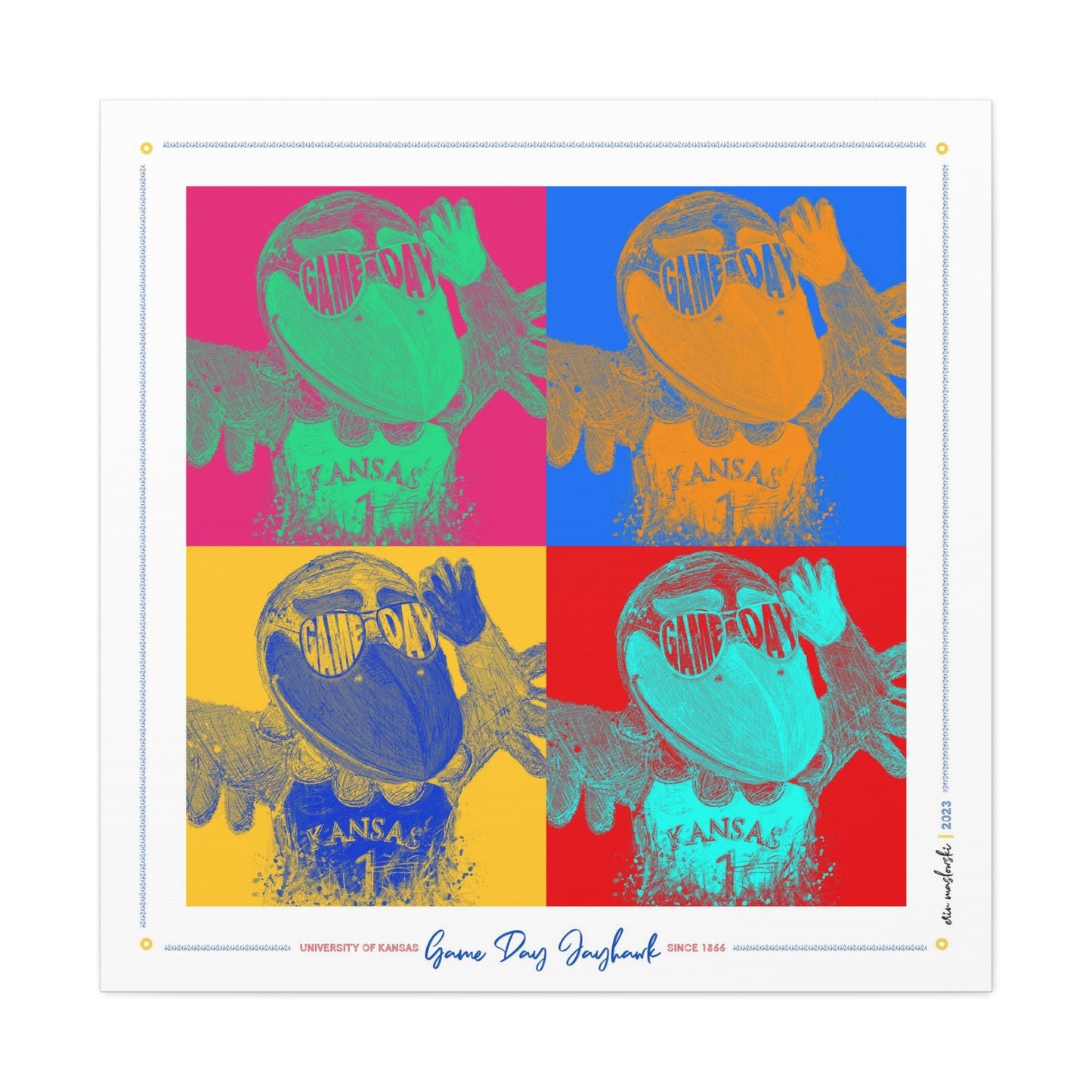 Wave the Wheat Jayhawk | Pop Art Pattern | Kansas | KU
