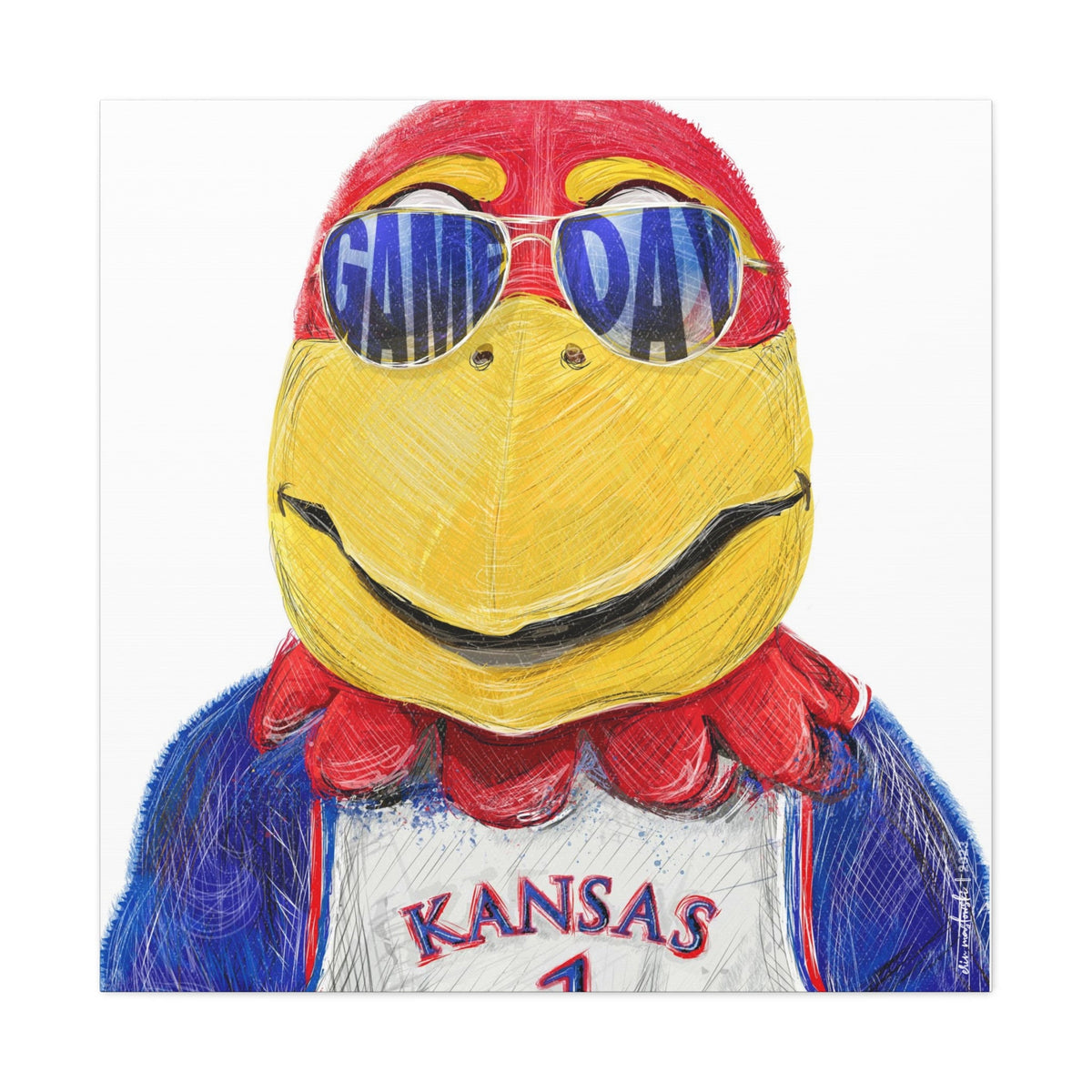 KU Jayhawk Game Day Art: University of Kansas Sunglasses Canvas Print