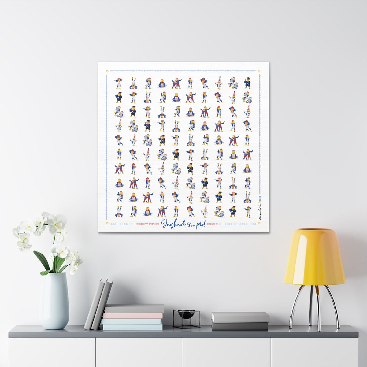 KU Kansas Jayhawks Pattern Art: KU Gift, Graduation Canvas