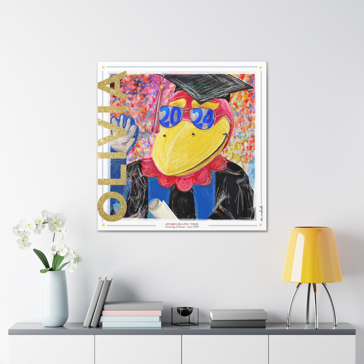 KU Personalized Kansas Jayhawks Graduation Canvas Print: Student Art Gift