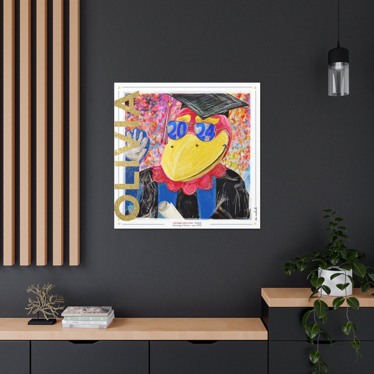 KU Personalized Kansas Jayhawks Graduation Canvas Print: Student Art Gift