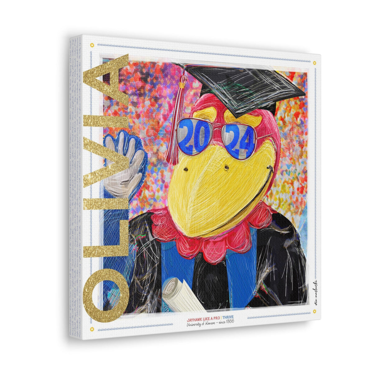 KU Personalized Kansas Jayhawks Graduation Canvas Print: Student Art Gift