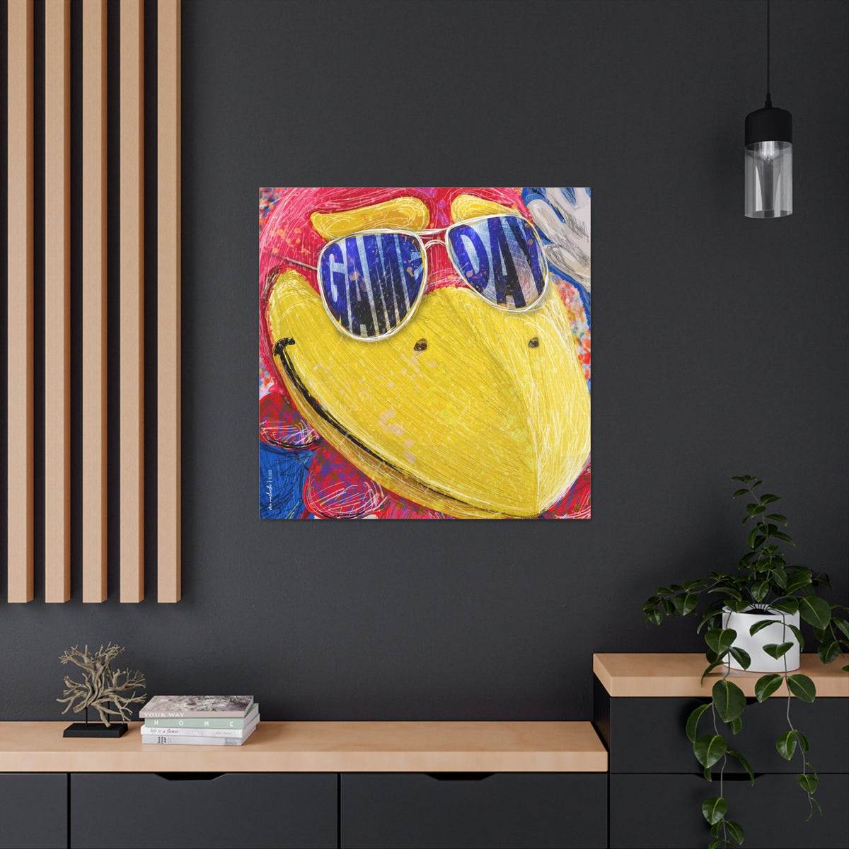 KU Jayhawk Game Day Close Up Art: University of Kansas Canvas Print